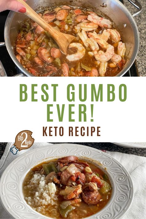 This Southern style dish is so delicious! Here is a keto version of gumbo made with chicken, sausage, shrimp and packed with flavor. Check out our keto gumbo recipe! Low Carb Gumbo Recipe, Keto Gumbo Recipes, Keto Gumbo Low Carb, Healthy Gumbo Recipe, Low Carb Gumbo, Chicken Shrimp Gumbo, Gumbo Roux Recipe, Game Day Snacks Football, Gumbo Recipe Crockpot