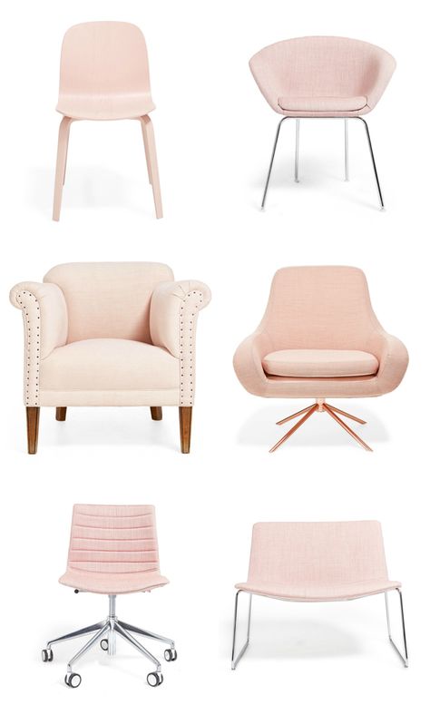 Pastels, including pinks are trending.  #mariakillam Makeover Chair, Pink Chairs, Pink Furniture, Trend Forecast, Pink Sofa, Office Couch, Chair Makeover, Pink Chair, Chair Rail