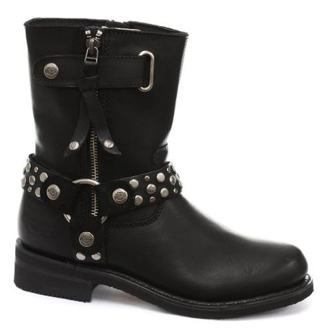 Harley Davidson Vada Black Womens Cowboy Biker Boots: Amazon.co.uk: Shoes & Accessories Womens Harley Davidson Boots, Black Leather Boots Women, Harley Davidson Shoes, Harley Davidson Boots, Leather Biker Boots, Biker Chic, Shoes Sandals Heels, Harley Davidson Women, Motorcycle Style