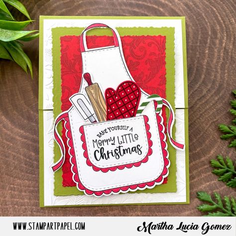 Magic Inspiration, Sample Christmas Cards, Baking Theme, Diamond Press, Cards To Make, Christmas Apron, Christmas Aprons, Interactive Cards, Christmas Cards To Make