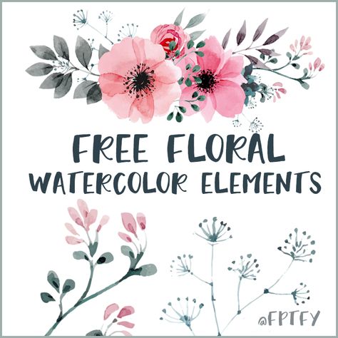 Free Watercolor Flowers, Gray Watercolor, Watercolor Elements, Png Floral, Free Printable Art, Wedding Clipart, Planner Printables Free, Free Planner, Floral Elements