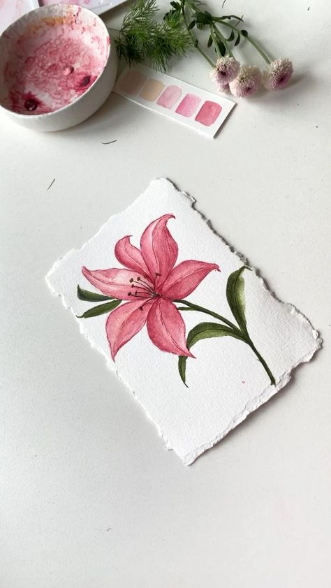 Watercolor Tutorial| Watercolor Lily Painting| Easy Flower painting in 2022 | Watercolor flower art, Diy watercolor painting, Watercolor paintings Watercolor Lily, Painting Flowers Tutorial, Easy Flower Painting, Flower Drawing Tutorials, Lily Painting, Art Painting Tools, Watercolor Tutorial, Watercolor Paintings For Beginners, Painting Easy