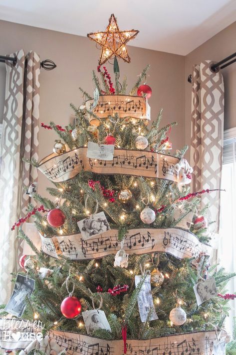 Eclectic Christmas, Music Christmas Ornaments, Cheap Christmas Trees, Cozy Eclectic, Music Tree, Tree Themes, Holiday Home Tour, Christmas Traditions Family, Halloween Adventure