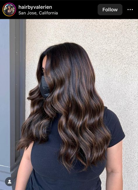 Hair Color For Dark Skin Tone, Dark Chocolate Hair Color, Mommy Hairstyles, Rich Brown Hair, Dark Chocolate Hair, Hair Color For Dark Skin, Balayage Hair Caramel, Black Hair Balayage, Korean Hair Color