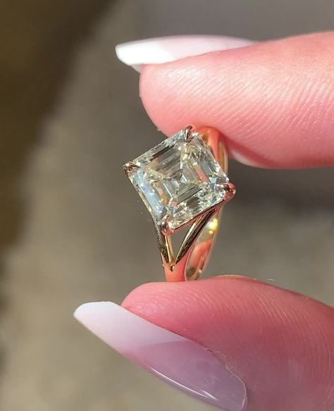 1920s Ring Engagement, Sideways Pear Ring, Kite Set Engagement Ring, Kite Set Asscher Engagement Ring, Kite Set Asscher Ring, Kite Setting Engagement Ring, Asscher Ring, Kite Engagement Ring, Engagement Ring Asscher