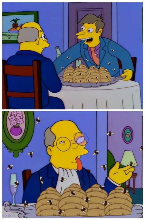 I thought you said we were having Beemed Hams!? Oh no, I said Steamed Hives...... 🐝🐝🐝  Credit: Martin Ranger Steamed Hams, Simpsons Funny, Hams, The Simpsons, Lisa Simpson, I Said, Bart Simpson, Funny, Fictional Characters