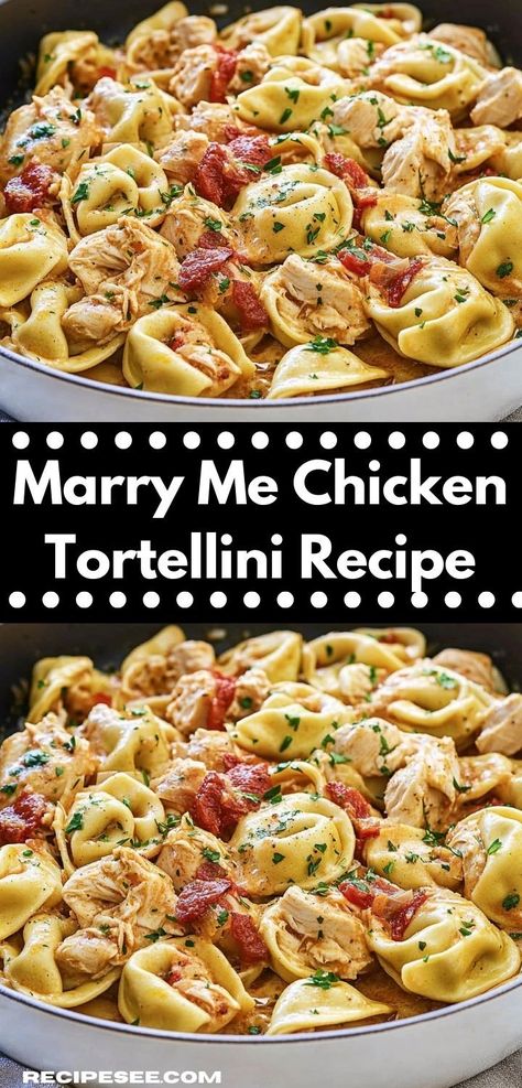 Searching for a comforting dish to serve? This Marry Me Chicken Tortellini Recipe is a flavorful casserole-style dinner that combines ease of preparation with delicious ingredients, ensuring a memorable meal for any occasion. Chicken Cheese Tortellini, Marry Me Chicken Tortellini, Cheese Tortellini Recipes, Tortellini Recipe, Creamy Tortellini, Tortellini Bake, Marry Me Chicken, Chicken Tortellini, Tortellini Recipes