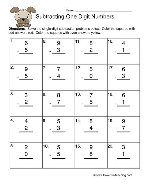 Single Digit Subtraction, Math Subtraction Worksheets, Basic Subtraction, Touch Math, Teaching Addition, Math Subtraction, Subtraction Practice, Addition And Subtraction Worksheets, Have Fun Teaching