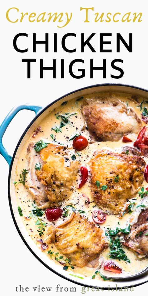 Creamy Tuscan Chicken Thighs is a 30 minute meal that the whole family goes crazy for!  #easy #olivegarden #dinner #easydinner #chicken #chickenthighs #30minutemeal #olivegarden #copycat #recipe Tuscan Chicken Thighs, Creamy Tuscan Chicken, Chicken Thigh Recipes Oven, Chicken Thigh Recipes Crockpot, Boneless Chicken Thigh Recipes, Chicken Thigh Recipes Baked, Easy Chicken Dinner Recipes, Tuscan Chicken, Baked Chicken Thighs