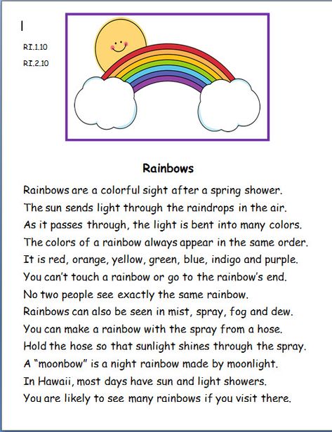 Rainbow Worksheet, Story For Grade 1, All About Rainbows, Rainbow Facts, Rainbow Story, Kindergarten Addition, Preschool Spring, Kindergarten Addition Worksheets, Rainbow Activities