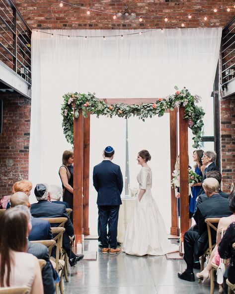 Jewish Wedding Chuppah, Wedding Chuppah, Jewish Wedding Ceremony, Jewish Weddings, Eclectic Wedding, Add Sleeves, Wood Structure, Martha Stewart Weddings, Jewish Wedding