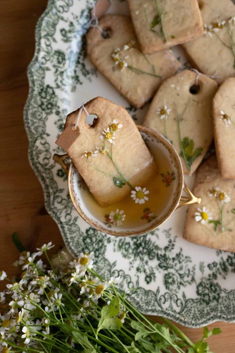 Chamomile Tea Shortbread Cookies - Frolic & Fare Health Baking, Tea Bag Cookies, Bee Aesthetic, Wild Kitchen, Ivy House, Chamomile Tea, Shortbread Cookies, Puddings, Pretty Food