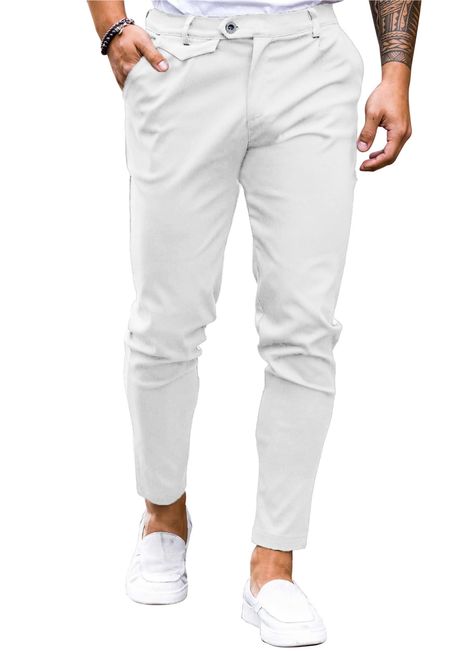 PRICES MAY VARY. Made of high quality 100% Cotton, eco-friendly and comfortable, exquisite workmanship. The pants will be a little big. Please go one SIZE DOWN if you like more SLIM FIT. Well-Made, each pair of mens casual stretch chino pants uses tough stitches, sturdy buttons and high quality zipper for all-day wear without worrying it broken. Expandable Waist is designed to move with you, adding flexibility and comfort. Men's slim fit tapered pants can perfectly highlight your figure. This fl Tapered Dress Pants, Skirt Patterns, White Chinos, Beige Chinos, Green Chinos, Flannel Outfits, Blue Chinos, Fun Pants, Slim Fit Chinos