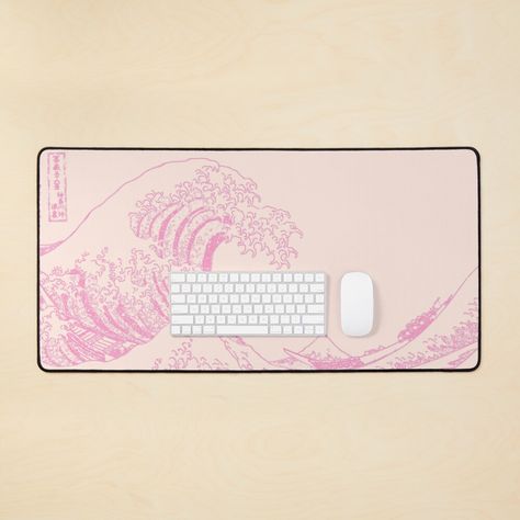 "Great Wave Pink Gamer Aesthetic" Mouse Pad by ind3finite | Redbubble Pink Gamer Aesthetic, Japanese Anime Aesthetic, Mouse Pad Aesthetic, Aesthetic Mouse Pad, Wave Japanese, Gamer Aesthetic, Gaming Aesthetic, Anime Mouse, Cool Room Designs