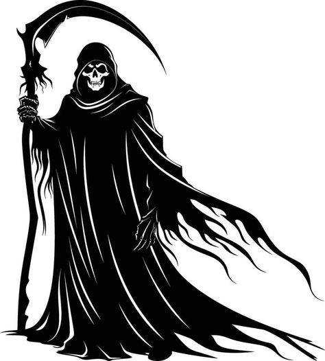 Grim Reaper Character Design, Reaper Drawing, Don't Fear The Reaper, American Flag Decal, Chicano Art Tattoos, Halloween Silhouettes, Dark Art Tattoo, Pop Art Comic, Chicano Art