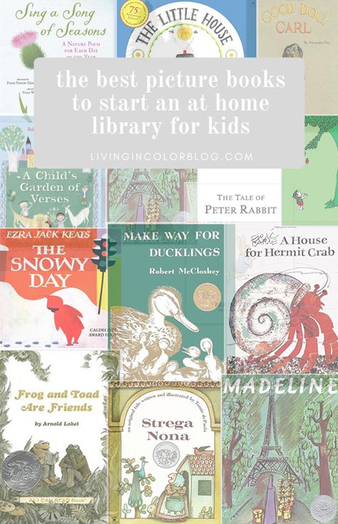 Best Picture Books For Home Library Living Books For Kindergarten, Living Books For Preschool, Baby Frenchie, In Home Library, Best Picture Books, Motherhood Books, Books For Toddlers, Homeschool Books, Kids Library