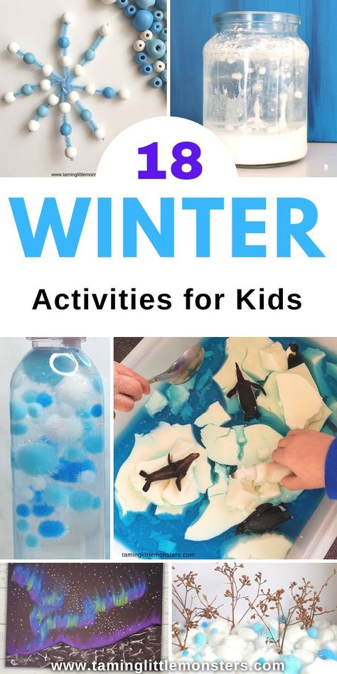 18 Winter Activities for Kids. Winter themed play ideas for toddlers, preschoolers and kindergarteners. #winter #artsandcrafts #finemotor #sensory #stem #toddler #preschool #kindergarten Winter Hat Craft, Winter Activities Preschool, Winter Play, Snow Activities, Winter Activities For Kids, Winter Preschool, Winter Project, Winter Crafts For Kids, Toddlers And Preschoolers