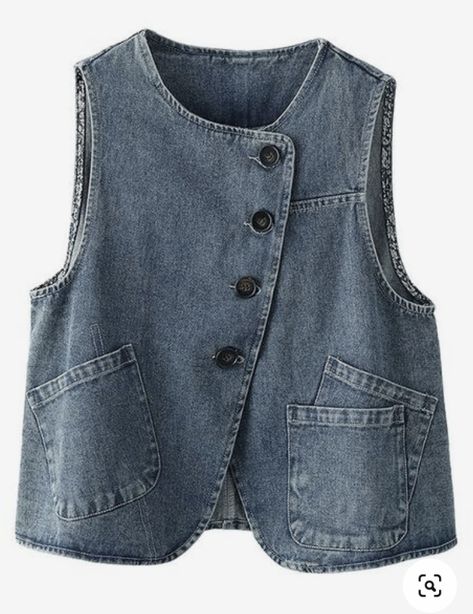 Vest Denim, Jacket Denim, Denim Crafts, Streetwear Casual, 가을 패션, Mode Inspiration, Women's Vest, Upcycle Clothes, Sewing Clothes