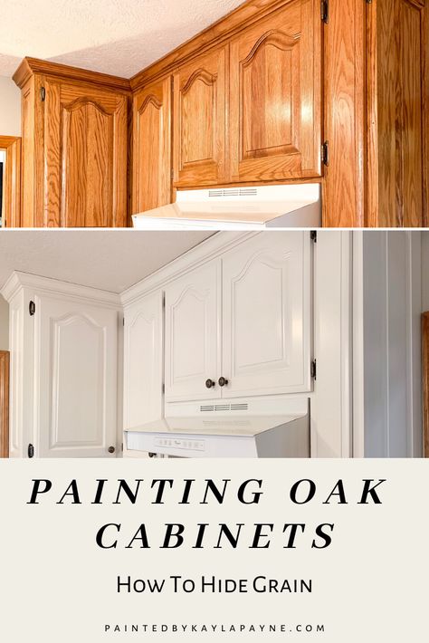 How To Paint Stained Kitchen Cabinets, Paint Wood Kitchen Cabinets White, Paint Wood Cabinets White, How Do You Paint Kitchen Cabinets, Wood To White Cabinets, Refurbished Oak Cabinets, Oak Cupboard Makeover, Painted Kit Hen Cabinets Kitchen Ideas, Paint Outdated Kitchen Cabinets