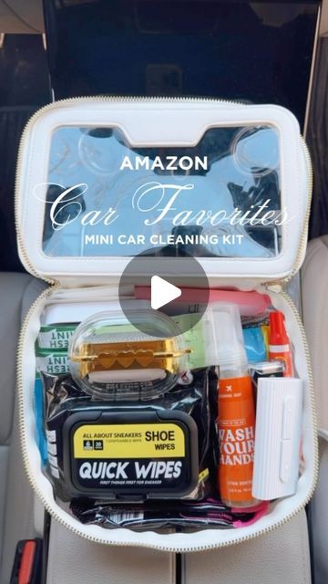 Car Toiletry Bag, Amazon Road Trip Essentials, Amazon Car Essentials, Travel Cleaning Kit, What’s In My Car, Car Must Haves For Women, Car Essentials For Women List, Car Organization Aesthetic, Mini Travel Essentials