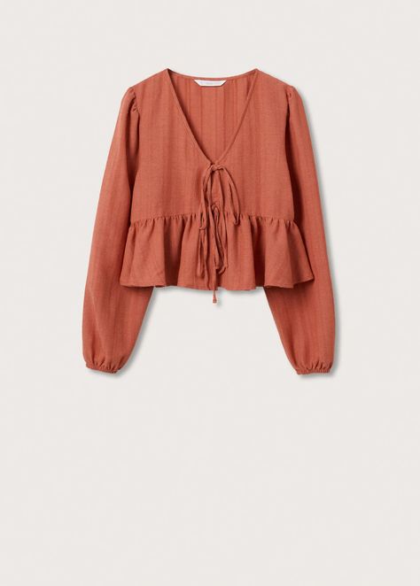 Flowy ruffle blouse - Teenage girl | Mango Teen Hong Kong Plain Kurti Designs, Annie Leblanc Outfits, Cotton Tops Designs, Teen Usa, Korean Fashion Dress, Short Dresses Casual, Flowy Blouse