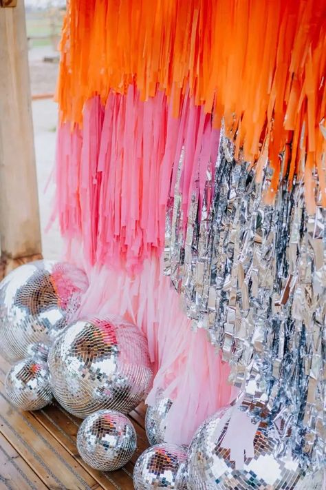 Looking to add some fun decorations to your next party? Photo and table backdrops are perfect with maximum impact! You're not just limited to photos and tables either... I've complied some of my favourite party backdrops for you. Most of them are DIY or easy enough to replicate yourself. Head over to the blog for your dose of inspo! A Visual Merriment | party decor for Birthdays, baby showers, weddings and more Disco Hoedown, Disco Birthday Party, Disco Wedding, Disco Party Decorations, Streamer Backdrop, Disco Theme, Cowgirl Bachelorette, Disco Cowgirl, Fiesta Tropical