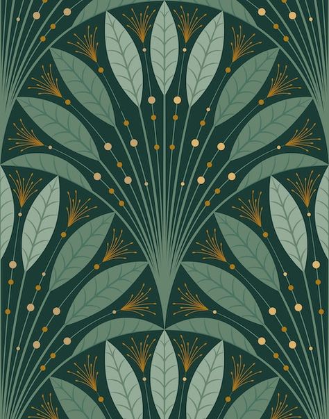 Art Deco Art Print, Art Deco Bathroom Wallpaper, Art Neauveau Wallpaper, Art Deco Wallpaper Bathroom, Art Deco Designs, Traditional Motifs Design, Beck Wallpaper, Art Deco Wall Paper, Green Art Deco Wallpaper