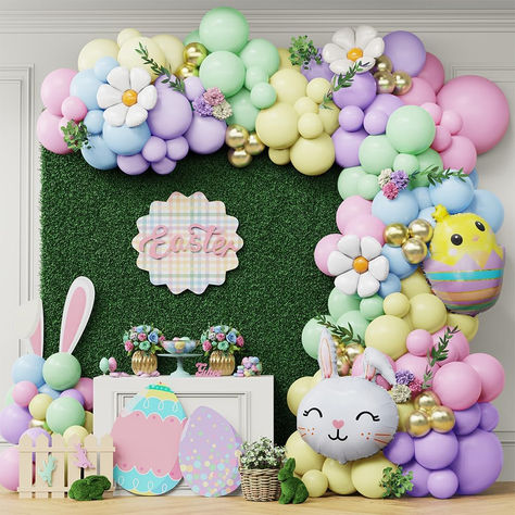 Easter Balloon Arch Kit 136Pcs Pastel Macaron Balloons Garland with Daisy Flower,Rabbit and Egg Chick Mylar Balloon for Baby Shower Theme Girls Birthday Easter Party Decoration #ad #easter #easterparty #easterpartysupplies #easterpartydecor #easterballoons #easterballoonarch #easterballoongarland #easterdecorations