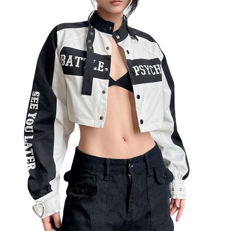 PRICES MAY VARY. ❤️️【Features】: Casual jacket, classic fashion, letter printing design makes this jacket more unique. ❤️️【Collocation】: A lightweight, modern designed jacket, paired with trendy jeans or sweatpants,shorts, skirts,etc. ❤️️【Occasion】: This cropped jacket is suitable for casual wear, dating, camping, streetwear, sports and outdoor sports and more. ❤️️【Garment Care】: Hand washing is recommended. Do not bleach and iron at low temperature, hang to dry. Please double check your size fro Cheap Hip Hop Tops For Concerts, Cool Jackets Amazon, Hiphop Streetwear, American Shorts, Street Punk, Womens Biker Jacket, Statement Jacket, Motorcycle Women, Mode Inspiration