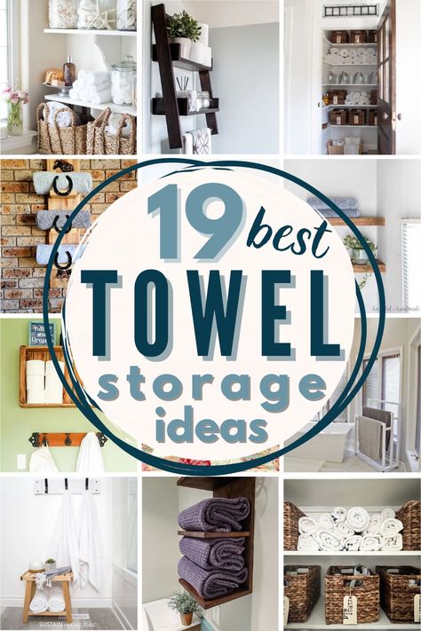 Towel Storage Small Bathroom, Dish Towel Storage, Bathroom Towel Rack Ideas, Towel Hanging Ideas, Bathroom Towel Storage Ideas, Beach Towel Storage, Towel Storage Ideas, Paper Towel Storage, Wall Basket Storage