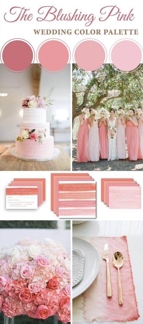 7 Eye-popping Ombre Wedding Ideas to Wow Your Guests – Clear Wedding Invites Blushing Pink Wedding, Pink Wedding Color Palette, Ombre Wedding Dress, Wedding Cake Ombre, Pink Wedding Colors, Wedding Color Pallet, Pink And White Weddings, Brand Palette, Wedding Motifs