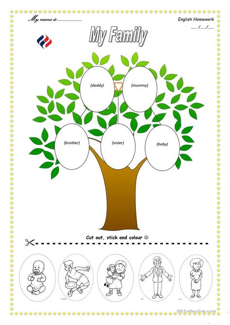 family tree - English ESL Worksheets Family Tree Kindergarten, Family Tree Activity, Tree Worksheet, Fact Family Worksheet, Family Tree For Kids, Keluarga Saya, Family Tree Craft, Family Tree Worksheet, Preschool Family