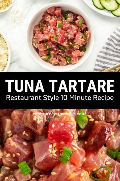 Raw Tuna Recipe, Raw Fish Recipes, Fresh Tuna Recipes, Tuna Tartare Recipe, Tuna Appetizer, Sashimi Recipe, Tartare Recipe, What Is Healthy Food, Raw Tuna