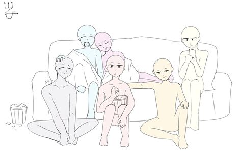 Base Draw Ur Oc, Party Movie Night, People Group, Person Drawing, Sleep Over, Drawings Of Friends, Drawing Templates, Funny Drawings, Poses References