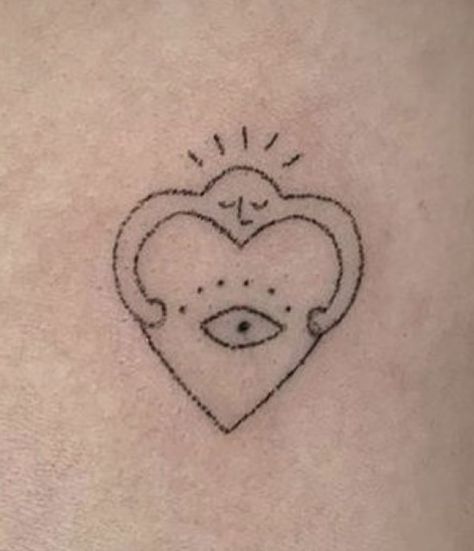 Stick And Poke Tattoo, Stick N Poke Tattoo, Art Concepts, Poke Tattoo, Stick And Poke, Tattoo Inspo, Heart Tattoo, Sacred Heart, Infinity Tattoo