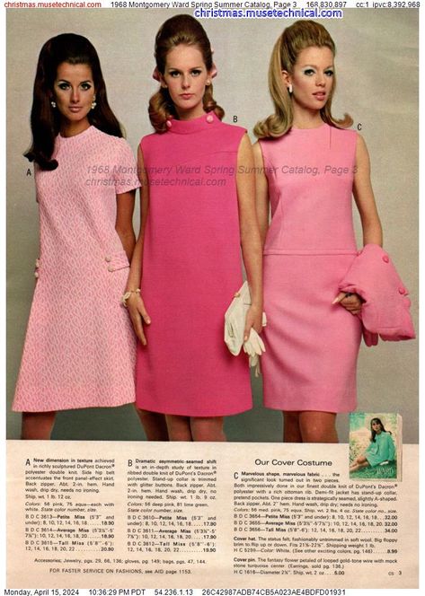 1968 Montgomery Ward Spring Summer Catalog, Page 3 - Catalogs & Wishbooks 1960s Outfit, 1968 Fashion, 1965 Fashion, 1960s Fashion Women, 60’s Fashion, 1960 Style, 1960’s Fashion, 1960 Fashion, 1960s Outfits