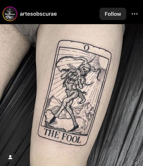 Mountain Sleeve Tattoo, Hermes Tattoo, Joker Card Tattoo, The Fool Tarot, Woodcut Tattoo, Tarot Card Tattoo, Tarot Tattoo, Card Tattoo Designs, Animal Tattoo Ideas