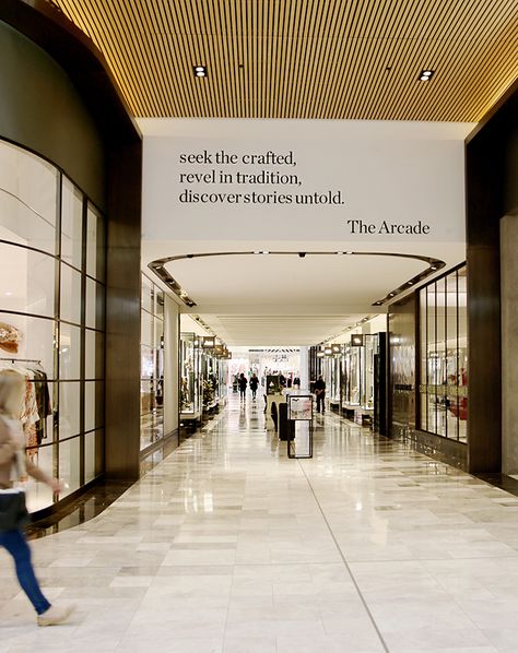 Shopping Arcade Design, Shopping Centre Design, Mall Wayfinding, Winter Melbourne, Arcade Architecture, Mall Interior, Melbourne Shopping, Shopping Mall Interior, Shopping Mall Design