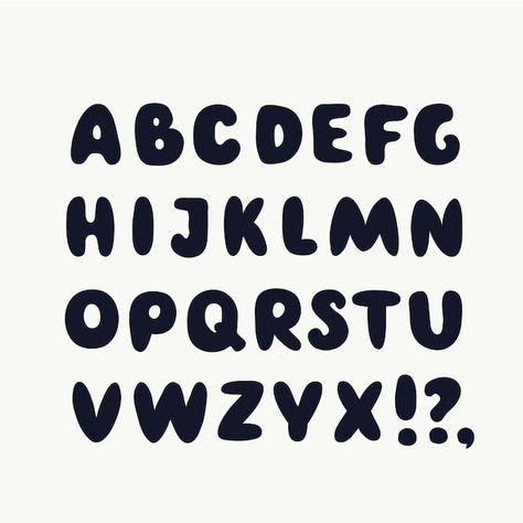 Fuente. letras blancas gordas grandes cr... | Premium Vector #Freepik #vector #alfabeto #letras-abecedario #letra-capital #abecedario-animado Alphabet Design Fonts, Fancy Fonts Alphabet, Cursive Fonts Alphabet, Cute Fonts Alphabet, Fat Font, Abc Font, Bubble Letter Fonts, Fonts Handwriting Alphabet, Typography Love