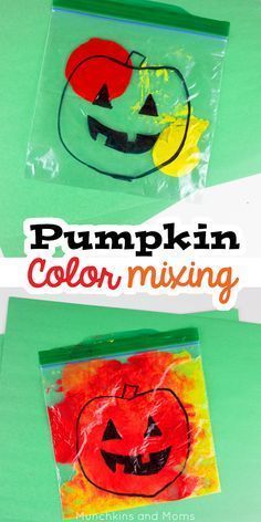 Pumpkin Color Mixing Bag, Fall Themed Art Activities For Toddlers, Pumpkin Ziploc Bag Painting, Preschool Fall Party Activities, Fall Party Ideas For Preschoolers, Fall Party Ideas Prek, Infant Activities Halloween, Two Year Old Halloween Activities, Halloween Painting Toddler