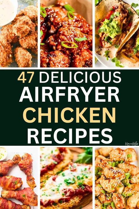 Air fryer chicken is the perfect dinner idea! From juicy chicken breasts to crispy wings and thighs, discover healthy air fryer meals that will transform your dinners into a feast. Perfect for busy evenings, these easy air fryer dinners and lunches will elevate your mealtime with scrumptious and crispy twists on chicken. Find the tastiest and healthiest air fryer chicken recipes right here! #AirFryerRecipes #HealthyEating #EasyDinners #ChickenRecipes Chicken Breast Air Fryer Recipes Healthy, Air Fryer Chicken Recipes For Dinner, Air Fryer Chicken Pieces, Air Fryer Chicken Meals, Airfry Chicken Breast Recipes, Air Fryer Chicken Breast Tenders, Air Fry Dinner Recipes, Chicken In Air Fryer Recipes, Chicken Breasts In Air Fryer