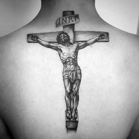 60 3D Jesus Tattoo Designs For Men - Religious Ink Ideas Back Crucifix Tattoo, Jesus Tattoo Design For Men, Jesus Carrying Cross Tattoo, Crucifixion Tattoo, Jesus Chest Tattoo, Jesus Tattoo Ideas, Jesus 3d Tattoo, Jesus On Cross Tattoo, Pretty Cross Tattoo