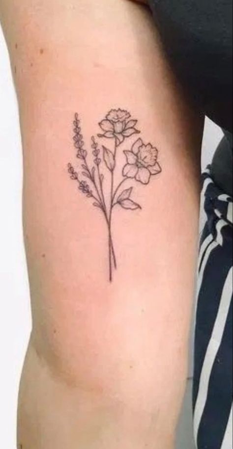 Larkspur Daffodil Tattoo, Larkspur And Daffodil Flower Tattoo, Daphadil Flower Tattoo Simple, Daffodil Larkspur Tattoo, Larkspur And Narcissus Tattoo, Larkspur And Narcissus Flower Tattoo, 2 Daffodils Tattoo, Daffodil With Butterfly Tattoo, Jonquil And Daffodil Flower Tattoo