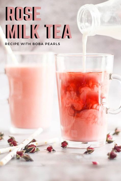 It gives it a great scent and powerful flavor.   https://talkboba.com/how-to-make-rose-milk-tea/ Milk Tea Without Boba, Rose Milk Tea Aesthetic, Rose Boba Tea, Butterfly Pea Milk Tea, Butterfly Pea Flower Milk Tea, Iced Tea Latte Recipe, Rose Milk Tea, Pumpkin Chai Tea, Black Tea Recipe