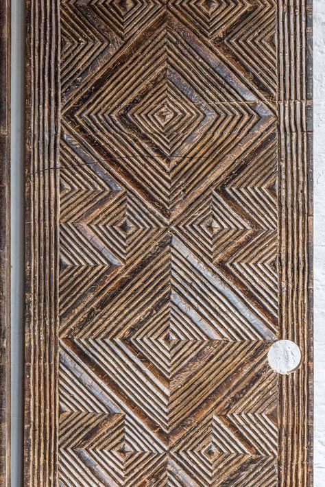 Hand-Carved Geometric Panels #6783 - Retrouvius Jeddah Tower, Salvaged Doors, Wood Relief, Door Covers, Wall Panelling, Period Property, Architectural House Plans, Wood Carving Patterns, Wall Cladding