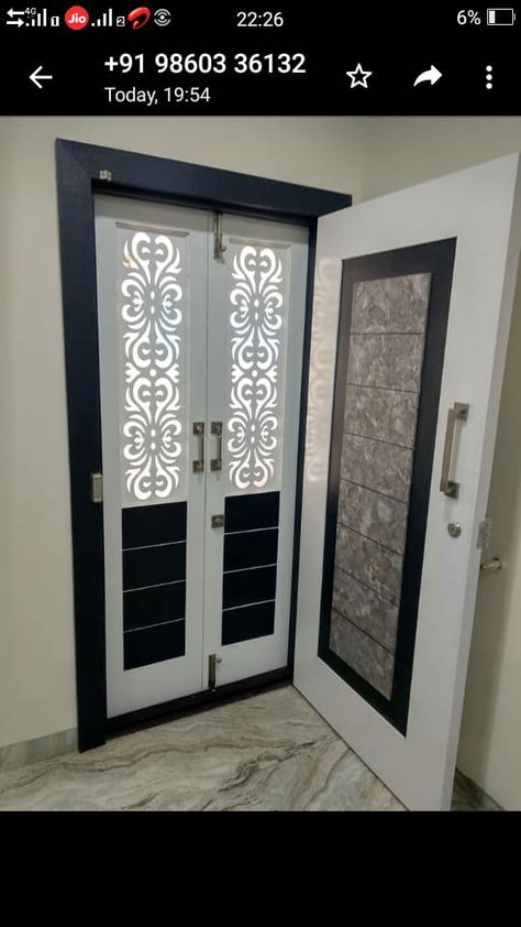 Safety Double Door Design Entrance, Double Door Design Entrance, Door Design Entrance, Safety Doors, Colorful Bedroom Design, House Front Wall Design, Wooden Door Entrance, Door And Window Design, Door Grill