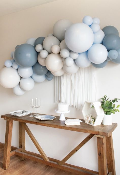 Cerulean Balloon Garland Kit With Shades of Blue for Birthday Boy Baby Shower Bachelor Party Engagement Party Wedding and More - Etsy Muted Blue Balloon Garland, Simple Diy Balloon Arch, Dusty Blue Birthday Party Decorations, Simple Baby Shower Centerpieces For Boys, Dusty Blue Balloon Arch, Baby Boy Shower Balloon Arch, Blue Toile Baby Shower Decor, Blue And White Balloon Decorations, Blue Bow Baby Shower Theme