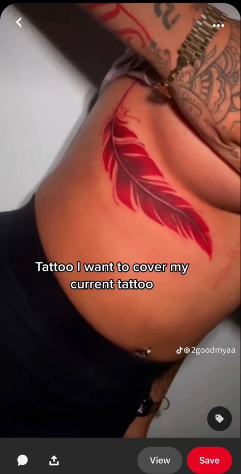 Cover Up Tattoos Red Ink, Red Female Tattoo, Tattoo For Dark Skin Women, Stomach Tattoo Black Women, Neck Tattoo Cover Up For Women, Cover Up Neck Tattoos For Women, Belly Button Tattoos For Women Cover Up, Bold Word Tattoos, Red Tattoo Dark Skin