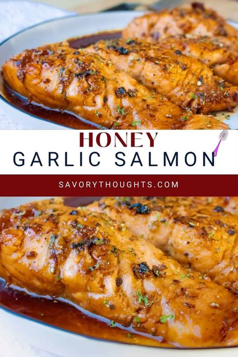 Easy Honey Garlic Salmon, Honey Garlic Glazed Salmon, Honey Glazed Salmon, Salmon Glaze Recipes, Salmon Soy Sauce, Honey Garlic Salmon, Honey Salmon, Honey And Soy Sauce, Garlic Salmon