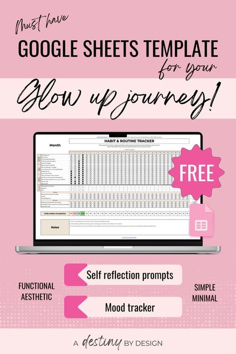 Must have google sheets template for your glow up journey (FREE) weeklymealplannerprintable #digitalplannercommunity🦋. Study Planner Google Sheets, Google Sheets Tracker, Free Google Sheets Templates, Google Sheets Aesthetic, Glow Up Inspiration, Sheet Aesthetic, Google Sheets Templates, Free Habit Tracker, Sheets Aesthetic